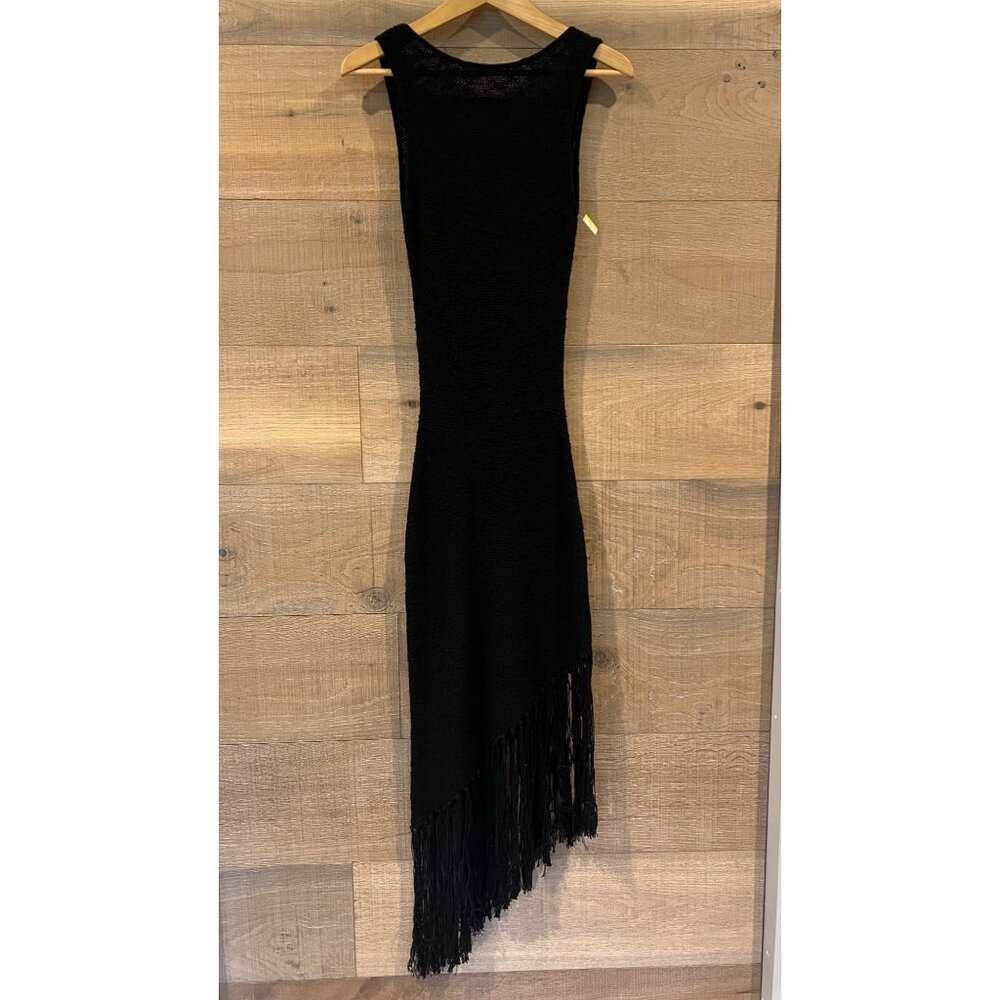 Rails Rylee Fringe-Trim Black Knit Midi Dress Siz… - image 5